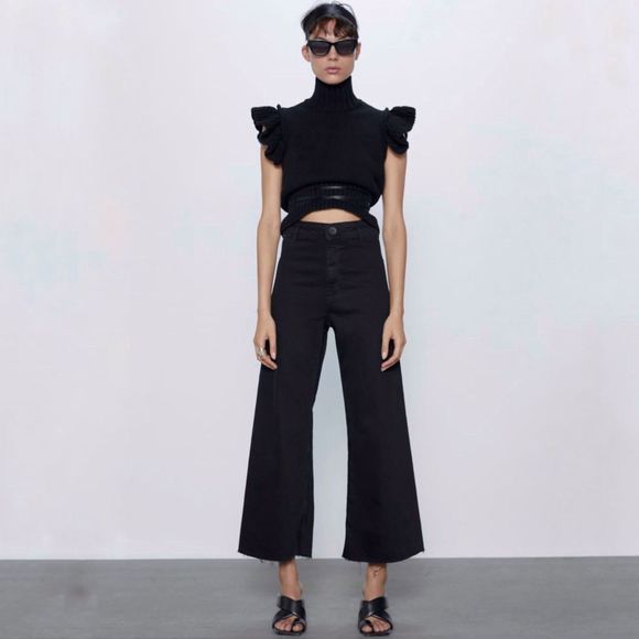 Zara Denim - Zara Marine Straight High-Rise Cropped Jeans 4
